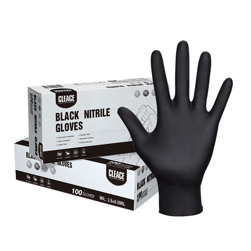 CLEACE Disposable Black Nitrile Gloves